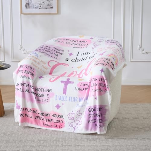 Christian Gifts for Women – “I Am a Child of God” Scripture Blanket with Bible Verses, Soft Fleece Religious Throw, Inspirational Faith Gift for Girls & Teens, Baptism, Birthday