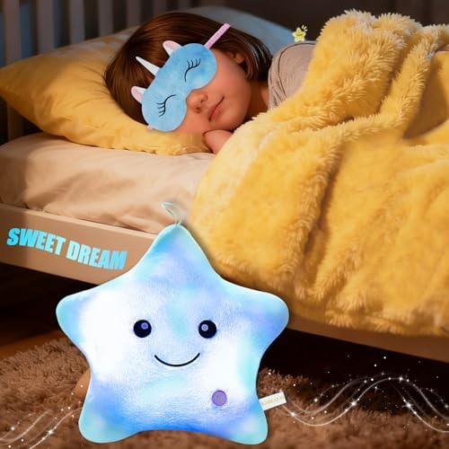 Throw Pillows for Couch Set Home Decor Living Room Sofa Chair Office New Year Birthday, Star Shape Decorative Pillows for Bed with Insert,Colorful Blue Throw Pillow Cute Cushion