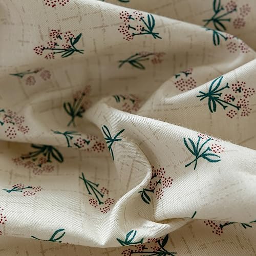 mixinni Country Style Duvet Cover Queen Size - Cottagecore Green Floral Vintage Bedding 3PC with Bow Ties Pillowcases, 100% Cotton Soft Aesthetic Boho Comforter Cover for Girls-Queen Size