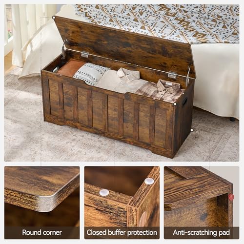 VANKILEY 43.3" Storage Chest Extra Large, Storage Bench.(Rustic Brown)