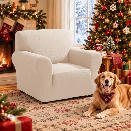 XINEAGE Stretch Armchair Slipcover, Non-Slip Pet Couch Cover,Beige Yellow
