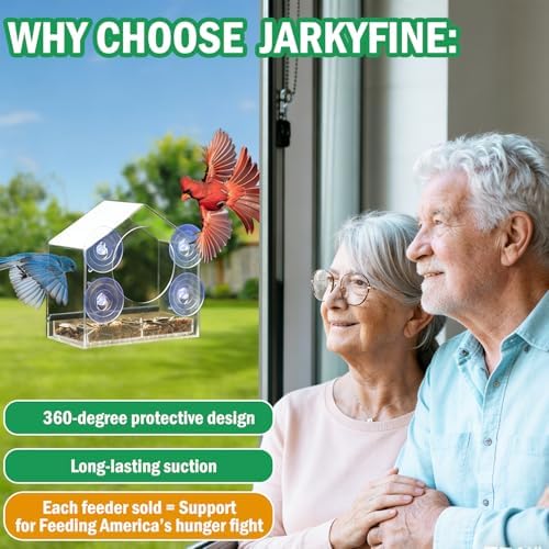 Clear Window Bird Feeder with Strong Suction Cups, Removable Tray
