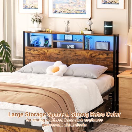 Aheaplus Headboard for Full Size Bed with Storage, Headboards with Outlets
