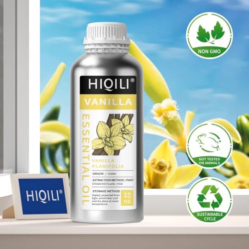 HIQILI Vanilla Essential Oil Bulk, Strong Scent for Candle Soap Making