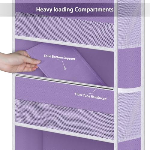 Univivi Over Door Hanging Organizer for Baby Nursery, Purple, 5-Shelf