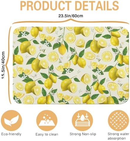 Kitchen Countertop Dish Drying Mat,Super Absorbent Coffee Bar Mat for Maker Espresso Machine, Anti-Slip Accessories for Kitchen Countertops 23x15 Inch