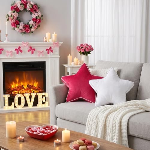 Star Pillow - 22 Inches Decorative Throw Pillows Floor Cushion Large Accent Pillow for Sofa Bed Couch Bedroom Red