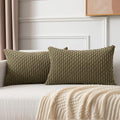 Kevin Textile Soft Corduroy 12"x20" Lumbar Pillow Covers 2 Pack Olive Green