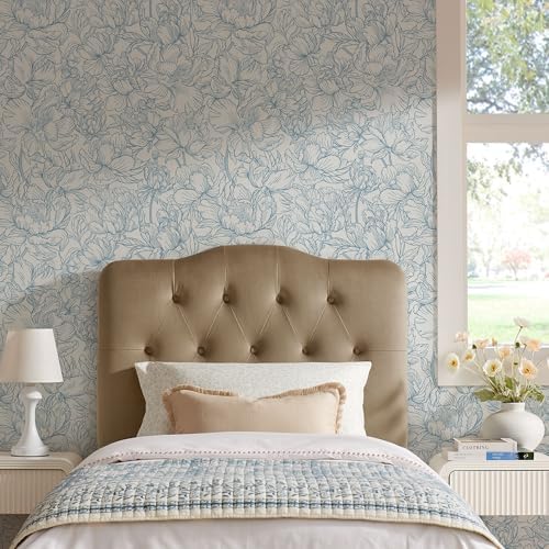 Modway Annabel Performance Velvet Adjustable Twin Headboard in Taupe - Stain-Resistant Padded Headboard Only with Diamond Button Tufting and 7 Height-Adjustable Positions