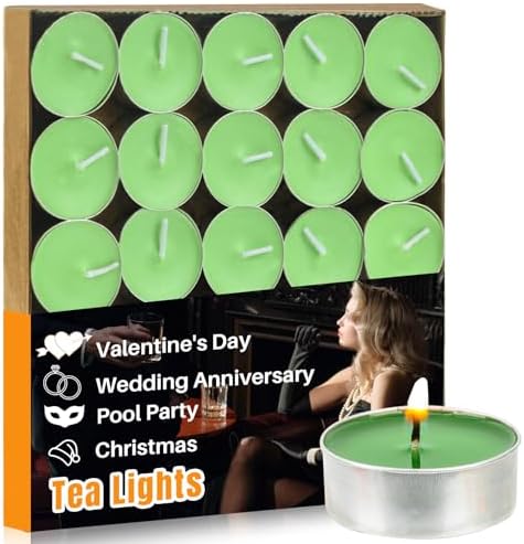 MAQIHAN 25PCS Green Tealight Candles Set - Mini Votive Tea Light Candles