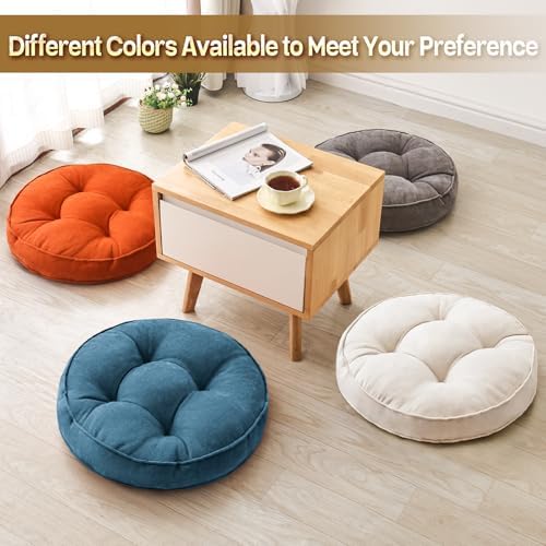 MIDDLE ONE Floor Pillow Set of 2, Memory Foam Cushion 22x22 – Round, Grey