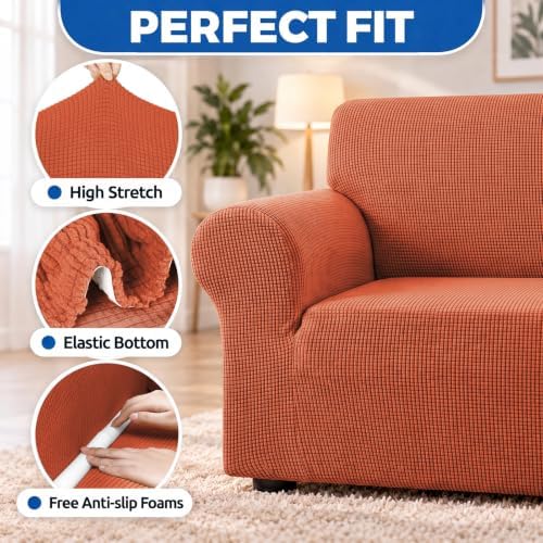 KEKUOU Stretch Oversized Couch Covers for Sofa Slipcover,Pureed Pumpkin