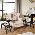 Tribesigns Set of 2 Solid Wood End Table, 2-Tier Modern Black End Table with Storage Shelves, Tall Slim Side Table for Couch with Unique Legs, Long Bedside Table for Bedroom, Living Room