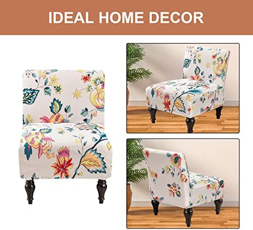 Eco-Ancheng Armless Chair Slipcover Removable Armless Accent Chairs Covers Washable Armless Slipper Chair Slipcover Printed Armless Chair Furniture Protector Covers for Living Dining Room Hotel