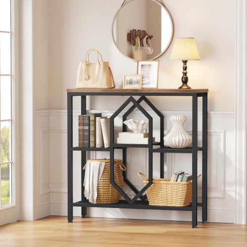 HOOBRO Console Table, Narrow Entryway Table, Behind Couch Table, Rustic