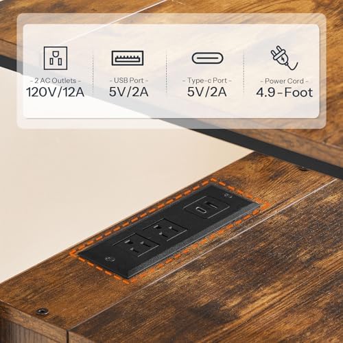 HOOBRO End Table with Charging Station, Bedside Table with Drawers