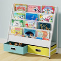 Kids Bookshelf - 4-Tier Sling Bookcase for Kids Room, Metal Nursery Book Shelf, Small Book Shelf and Toy Storage for Children, Idea Gift for Boys and Girls