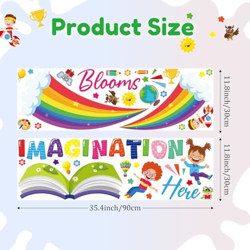 Cinrobiye Inspirational Quotes Wall Decals, Imagination Blooms Here Classroom Wall Decor, Reading Corner & Library Wall Stickers, School Wall Decorations for Preschool, Elementary Classroom, Daycare