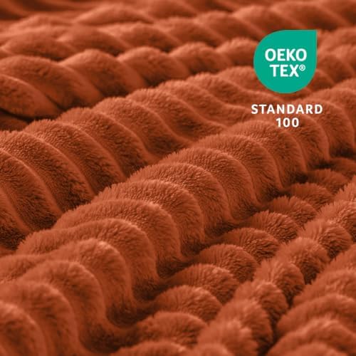 BEDELITE 3D Ribbed Terracotta Fleece Throw Blanket for Couch, 50x60 Inch