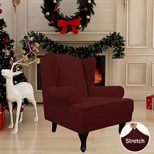 Easy-Going Stretch Large Wingback Chair Sofa Slipcover Wine