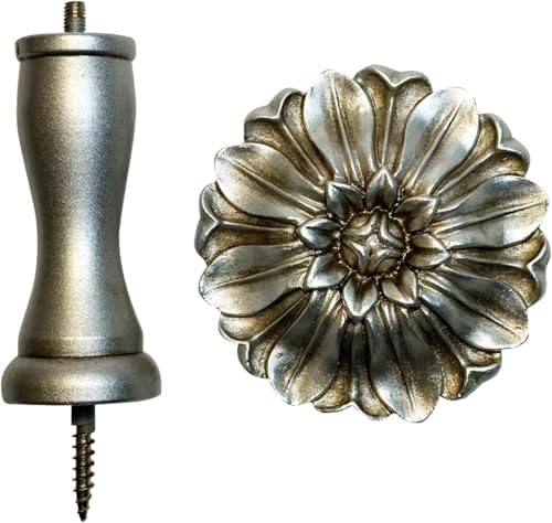 LOPGT Set of 2 Vintage Curtain Holdbacks Wall Mounted with Screws, Silver