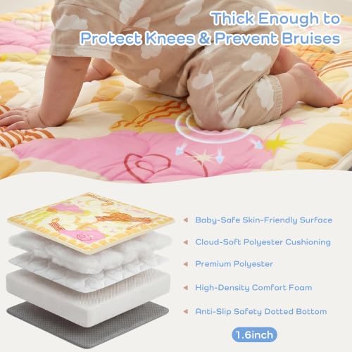 1.6" Thick Baby Play Mat, 71x59 Removable & Machine Washable Cover