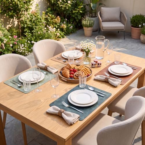 ADRIMER Fall Placemats Set of 4, Heat Resistant Faux Leather, 4 Colors