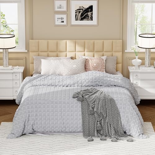 Andeworld Velvet Tufted King Headboard, Adjustable Height, Apricot