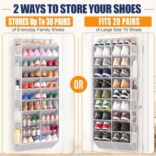 20-30 Pairs Over the Door Shoe Organizer with Side Mesh Pockets