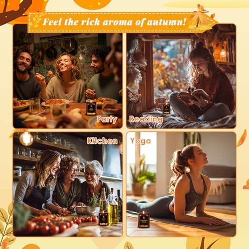 DL DREAMY DEWLA Fall Candles Set for Home Scented, 4 Pack 28oz, Soy Wax