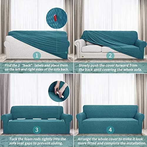 YEMYHOM Couch Cover Latest Jacquard Design High Stretch Extra Large Sofa Covers Pet Dog Cat Proof Oversized Slipcover Non Slip Magic Elastic Furniture Protector (XL Sofa, Teal)