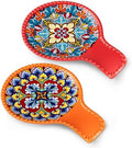 vancasso 7.7 Inch Ceramic Spoon Rest Set of 2, Bohemian Spoon Holder, Light