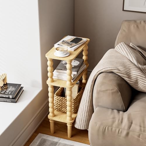 Veegle Narrow Side Table Small End Table for Small Spaces Oak