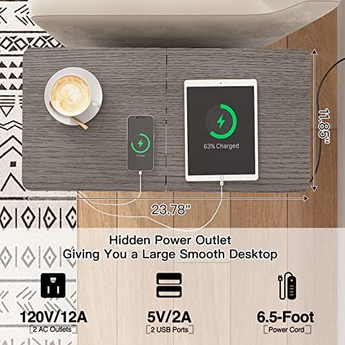 LIDYUK End Table with Charging Station, Narrow Side Table with Drawer