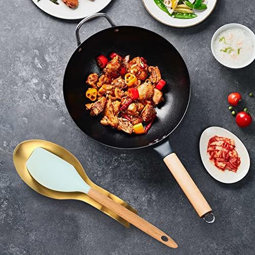 VanlonPro Stainless Steel Spoon Rest, Spatula Ladle Holder, Stainless Steel Utensil Spoon Rest Holder, Brushed Finish, Dishwasher Safe 9.8 x 3.7 Inch (Gold Fish Tail 2PCS)