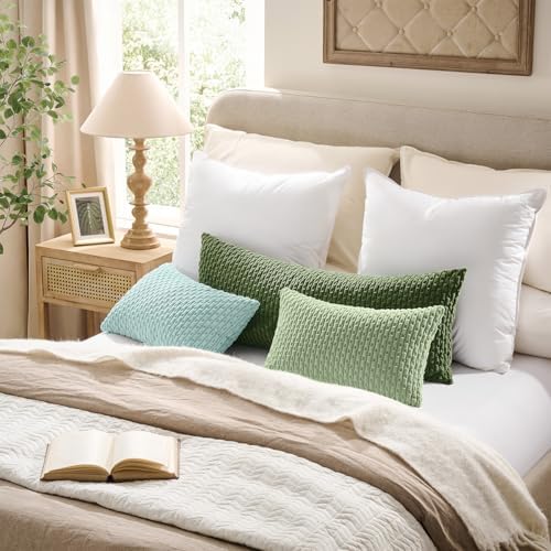 Kevin Textile Soft Corduroy 22x22 Inch Pillow Covers 2 Pack, Sage Green