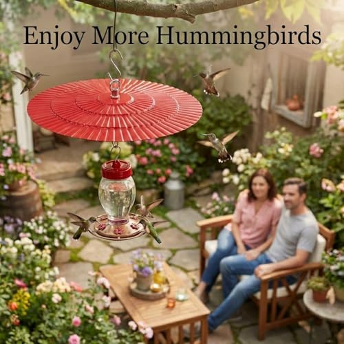 [2 Pack] 11.5" Metal Bird Feeder Rain Guard - Red