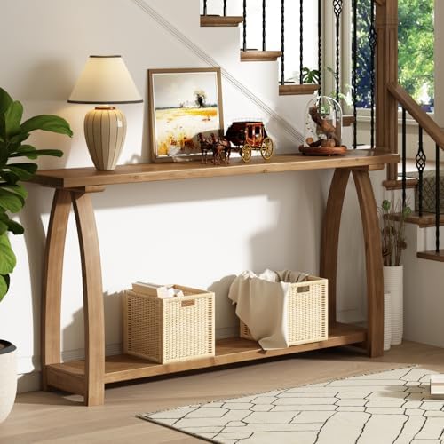 HOKYHOKY 63" Long Solid Wood Console Table, Narrow Behind Couch Sofa Table