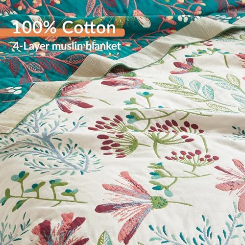 Boho Throw Blanket for Bed 60”x80”, 100% Cotton Blanket for Couch Sofa