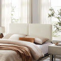 Modway Lindee Full Size Upholstered Headboard with Cream Boucle Fabric - Modern Fabric Full Headboard with Height-Adjustable Mounting Positions - Padded Pillow Style
