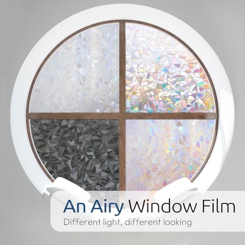 rabbitgoo Rainbow Window Privacy Film, Stained Glass Cling, 23.6" x 78.5"