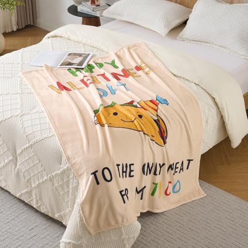 Funny Valentine’s Day Gift for Him or Her – Cute Taco Fleece Throw Blanket, Soft & Cozy Romantic Throw for Couples
