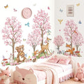 wondever Woodland Animal Wall Decals Flower Tree Bear Wall Stickers (XL)