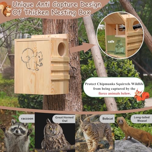 Large Squirrel Houses for Outside, Squirrel Nesting Box with Predator Guard