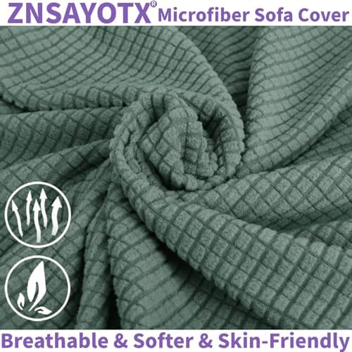 ZNSAYOTX Stretch Oversized Couch Cover Universal Sofa Covers for Living Room Dogs Pet Furniture Protector Spandex Extra Large Sofa Slipcovers with Anti Slip Foam Sticks (Pea Green, XL Sofa)