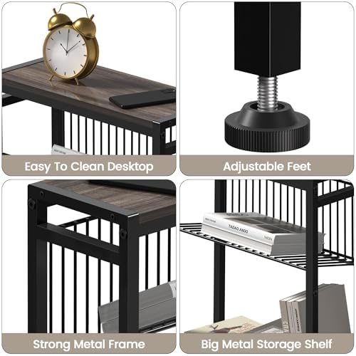 Narrow Side Table Set of 2, 3-Tier End Table, Small Nightstand