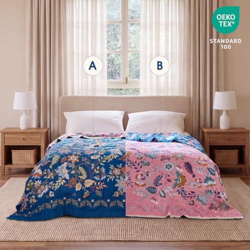 Boho Throw Blanket - 60"x80" Soft Cotton Lightweight Blanket for Bed