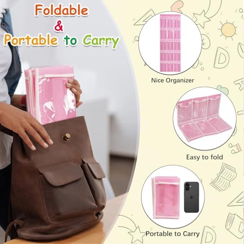2 Pack Classroom Headphone Storage Organizer with 30 Pockets & 62 Labels