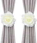 Curtain Tiebacks, Rose Magnetic Curtain Holders, Elegant 2 Pack Decorative Rope Holdback Holder, Home Decor Thin or Sheer Window Drapries Bed Canopy (Champagne)