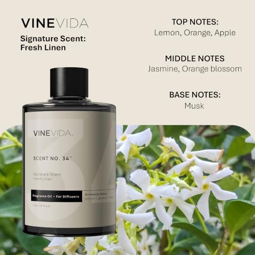 VINEVIDA Fresh Linen Fragrance Oil for Cold Air Diffusers - 16 Fl Oz - Essential Oils for Diffuser Oil Refill & Air Freshener Room Spray